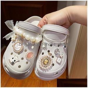 Shoe Parts Accessories Pearl Diamond Chain Charms Buckle Backpack Slipper Fit Croc Kids Wristbands Gifts Toy Diy Girl Decoration D Dhrqe