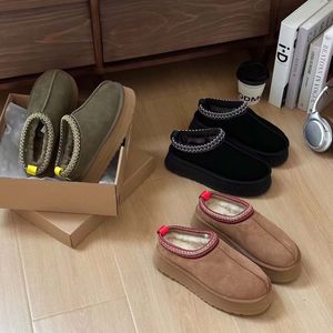 Tasman-Hausschuhe, Tazz, Senfsamen, Kastanienschuhe, Schaffell, klassische Super-Mini-Plattformstiefel, Winter-Slip-Ons, Wildleder 35-44