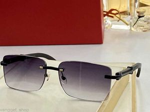Wood Sunglasses for Women Designer Glasses Man Carti C Decor Rimless Buffalo Horn Black Metal Frame Mens Woman Purple Brown Black Lens glass