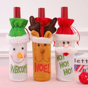 Dekoracje świąteczne do domu Święty Mikołaj Claus Cover Bottle Bottle Snowman Prezenty Gifting Holders Xmas Navidad Decor Happy Year De913