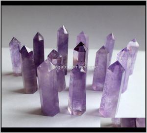 Konst- och konsthantverk gåvor Home Gardennatural Tower Quartz Point Purple Obelisk Wand Healing Crystal 5cm 6cm 7cm Drop Delivery 6506071