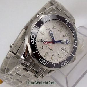 腕時計41mm GMT機能自動メンズウォッチホワイトダイヤル日付ディスプレイサファイアガラスブレスレットセラミックベゼルインサートラミナス3804 231110