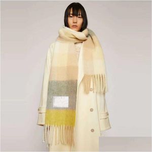 8 Colors Designer European Fashion Autumn And Winter Mti-Color Thickened Plaid Womens Scarf Soft Tassel Extended Shawl Warm Drop Deliv Dhfje