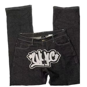 Мужские джинсы в европейском и американском стиле с уличным принтом в стиле Харадзюку, мужские свободные прямые широкие брюки в стиле хип-хоп 231110