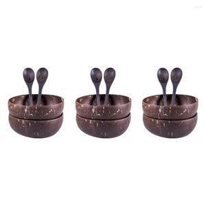 Bowls (5 In A Dozen)12x Coconut And Wooden Spoons For Serving Noodle Pasta Smoothie Porridge