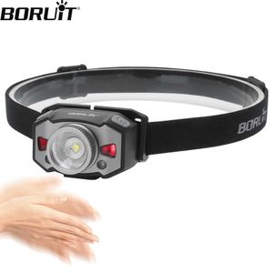 Head lamps BORUiT B33 Motion Sensor LED Mini Headlamp XP-G2 3030 Red Light Zoom Headlight USB Rechargeable Head Torch Fishing Flashlight P230411