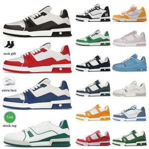 Mens Womens Designer Casual Shoes Virgil Trainer Monograms Denim White Black Red Pink Blue Yellow Orange Flat Shoe Luxury Fashion Platform Sneakers