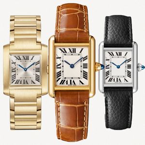 orologio da serbatoio di lusso orologi da uomo designer per donna orologio da polso in pelle da uomo movimento al quarzo orologi da donna quadrati in oro rosa