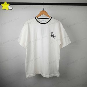 Männer T-Shirts Männer Frauen Casual Hip Hop Lose Rhude Gestrickte T-Shirts Beste Qualität Stickerei Rhude Top T-Shirt Schwarz Blau Grün Kurzarm T230412