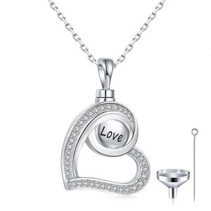 Pendanthalsband 925 Sterling Silver Heart Shape Cremation Urn Love Keepsake Memorial Jewelry Gifts For Ashe Men Family 231110