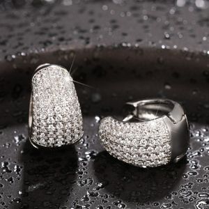 New Charming Earrings Jewelry White Gold Plated Full CZ Diamond Hoops Earrings for Girls Women for Party Wedding Nice Gift