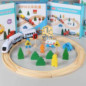 Thomas trenino binario in legno binario elettrico giocattolo per bambini Puzzle in legno assemblato macchinina giocattolo