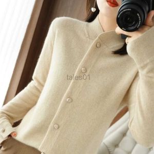 Women's Sweaters S-XXL Hot Sale New 100% Cashmere Wool Ladies Long Sleeve Knit Cardigan Fashion Premium Coat Sweater Solid ColorSingle-breasted zln231111