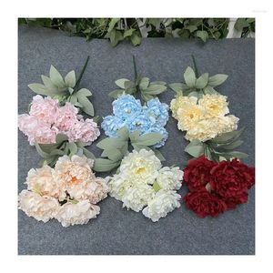 Decorative Flowers Artificial Plants Wedding Arch Flower Climbing Rattan Double Peony Home Garden Decorate