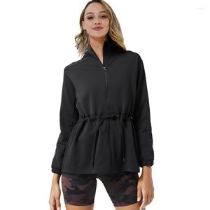 Camicie attive Giacca da corsa da donna con cappuccio Foro per il pollice Yoga Cerniera Abbigliamento fitness Top Sport Palestra Abbigliamento sportivo Felpa