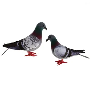 Garden Decorations 2 Pcs Outdoor Statues Lawn Pigeon Adornment Home Supplies Artificial Plume Decor Sculpture Decoration Craft