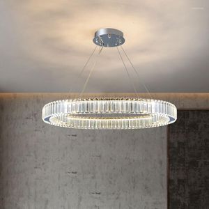 Lampadari Lampadario moderno Led Cerchio di cristallo Anello Lampade a sospensione Lustro Soggiorno Camera da letto Cucina Decorazioni per la casa Luci per apparecchi Regalo gratuito