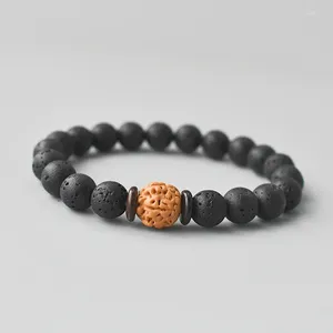 Charme Pulseiras Pulseira De Pedra Vulcânica Para Homens Vajra Bodhi Beads Tibetano Buda Pulso Cadeia Mulheres Jóias Presente