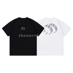 Lyxiga herrar t-shirt med dubbel cirkel bokstäver broderi stor tryck kort ärm sommaren andningsbar t-shirt casual mode topp