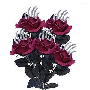 Dekorativa blommor 5st Black Artificial Roses Halloween Home Party Decoration Wedding Marriage Fake Bouquet Crafts