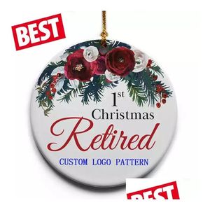 Weihnachtsdekorationen Sublimation Blank Keramik Anhänger Kreative Weihnachtsornamente Wärmeübertragungsdruck DIY Ornament Drop Lieferung Dhxuc