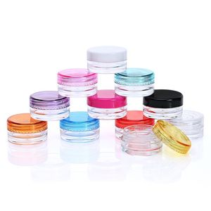 Caixas de embalagem 1000pcs/lote 5g 5ml Poto de jarro de recipiente claro vazio com tampas pretas para pó de maquiagem Loção de creme para lábios/bônus de cosméticos de brilho de cosméticos