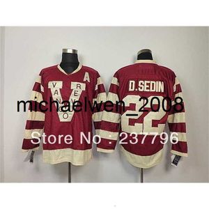 Weng 2014 Heritage Classic Maglie 22 Daniel Sedin Winter 100th Claret Red Maglia da hockey su ghiaccio Millionaires V patch