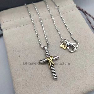 Box Chain Designer Luxury Halsband Dy Jewelry 925 Sterling Silver Cable X Cross Necklace 2023 StylePendientes Plata Color Charm Fashion Athens