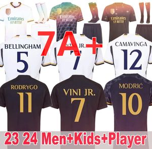 Bellingham Vini Jr Soccer Jerseys Rodryo Camaveringa Real Madrids 2023 2024 Arda Guler Away Fans Player Version Men Kids Women Kit Football T-shirt Modric Camisetas Rd