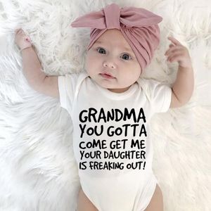 Rompers büyükannesi gelmelisin beni doğurmalısın bebek kız kızlar yaz tulum moda kısa kollu bebek kıyafetleri ropa tatil hediyeleri