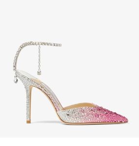Zapatos de vestir de lujo para mujer, sandalias de tacón alto saeda strass, zapatos con purpurina blanca satinada, correa de cristal, punta estrecha, fiesta, boda, zapatos de novia 35-43