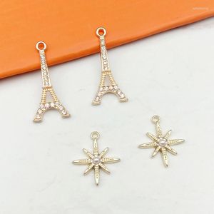 Charmos 10 Rhinestone Eiffel Tower Shape Octagon Pingents for Brincos Bracelets Colares e DIY Design