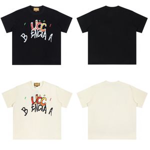 Marca de designer de camisetas masculinas de luxo soltas oversized 100% algodão Carta de spray para roupas manga curta primavera verão maré masculina e feminina camisetas novas 2022