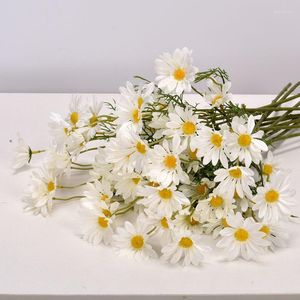 Dekorative Blumen, künstliches mehrfarbiges Gänseblümchen, UV-beständig, für den Außenbereich, künstliche Wildblumen mit Stängel, Kunstgrün, Heimdekoration