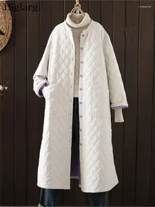 Mulheres Trench Coats Oversized Outono Inverno Algodão Longo Casaco Mulheres Manta Moda Ruffle Plissado Senhoras Jaquetas Casual Mulher Solta 2023