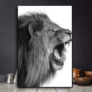 Raiva selvagem Africa Lion Animal Animal Escandinavo Landscape Canvas Posters e impressões de Cuadros Wall Art Picture para sala de estar