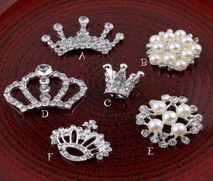 DIY CrownroundsNowflower Metal Rhinestone Pearl Buttons for Craft Flatback Crystal Dekoracyjne przyciski do włosów Użyj DRP9836220