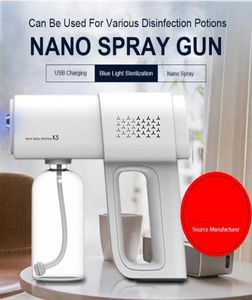 380 ml elektrisk Nano Blue Light Steam Spray K5 Trådlös dimning Desinfektion Sprayer Gun Type Atomization Sanitizer Machine 220426990494