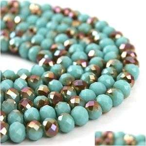 Arts And Crafts 2Strand/Pack 4 6 8Mm Blue Glass Crystal Czech Beads Loose Faceted Spacer Rondelles Bead For Bracelet Necklace Jewelr Dhs4W