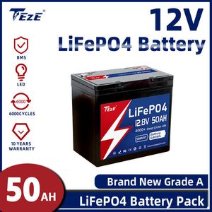 12V 50AH 100AH ​​200AH 300AH LIFEPO4 Batteripaket Litiumjärnfosfat Inbyggd BMS 6000 Cykel LED Dispiay för solbåt ingen skatt