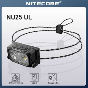 Lâmpadas de cabeça Nitecore Nu25 Ul faróis 400 lúmen LED USB farol de LED de três lâmpadas de lanterna de lanterna de bateria embutida da bateria P230411