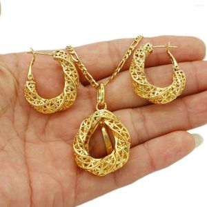 Kolye Küpe Seti Adixyn Est İçi Boş Altın Renk Mücevherleri Türk Mısır Cezayir Fas Suudi Kızlar Kadın Mücevherleri N022010