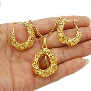 Halskette Ohrringe Set Adixyn Est Hohl Gold Farbe Schmuck Türkisch Ägyptisch Algerien Marokkanisch Saudi Mädchen Frauen Schmuck N022010