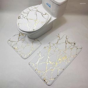 Tappeti Camera da letto Tappeti con stampa in oro Lavaggio meccanico Tappeto con stampa geometrica e per la casa Soggiorno Tappetini per WC da bagno Set da 3 pezzi