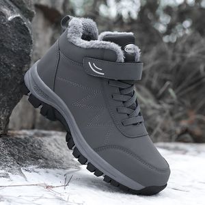 2023 Neue Wasserdichte Winter Männer Stiefeletten Plüsch Warme Schneestiefel Unisex Frauen Arbeit Wanderschuhe Turnschuhe High Top Rutschfester Gummi