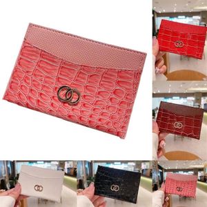 Moda crocodilo padrão titular do cartão de crédito qualidade superior couro mini carteiras moeda designer cor brilhante bolsa bolso interior slo291m