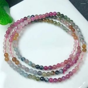 Braccialetti di collegamento 4mm Tormalina naturale Bracciale a triplo cerchio String Charms Fatti a mano Fortuna Energia Donna Amuleto Gioielli Regalo 1 PZ