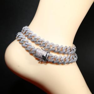 cuban chain Anklets Bracelet Foot JewelryFor Women silver Cuban Link Chain cz Anklet Bracelet for beach styles jewelry
