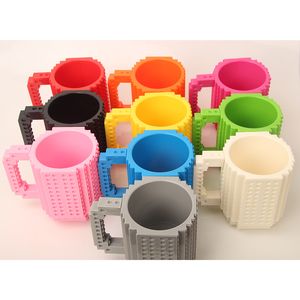 Kupalar 350ml Yaratıcı Süt Kahve Kupası Tuğla Bardak Üzerine Yapım Lego Yapı Taşları için İçme Suyu Tutucu Tasarım 230411
