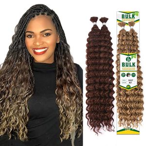 Pre-Stretched Deep Wave Hair Bulk Synthetic Deep Twist Bulk Hair Extension For Boho Locs